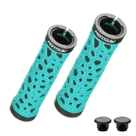 1 Pair Bicycle Handle Bar Grips with Plugs Ergonomic Design Non-Slip Shock-absorbing Single-sided Locking Handlebar Cover Cycling Accessories