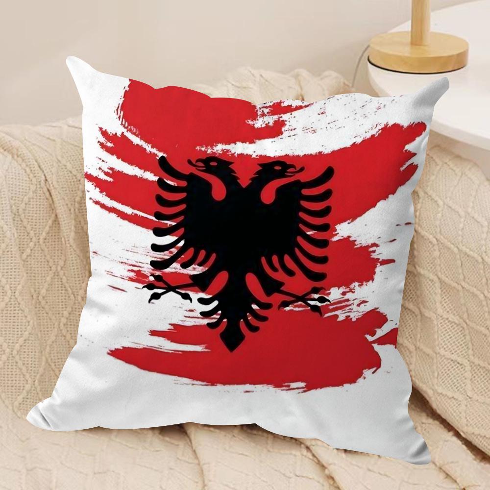 

AAlbaniaS Flag Cushion Cover Short plush Doublesided Print Square Throw Pillow Covers Sofa Home Cushion Decor 30x30cm