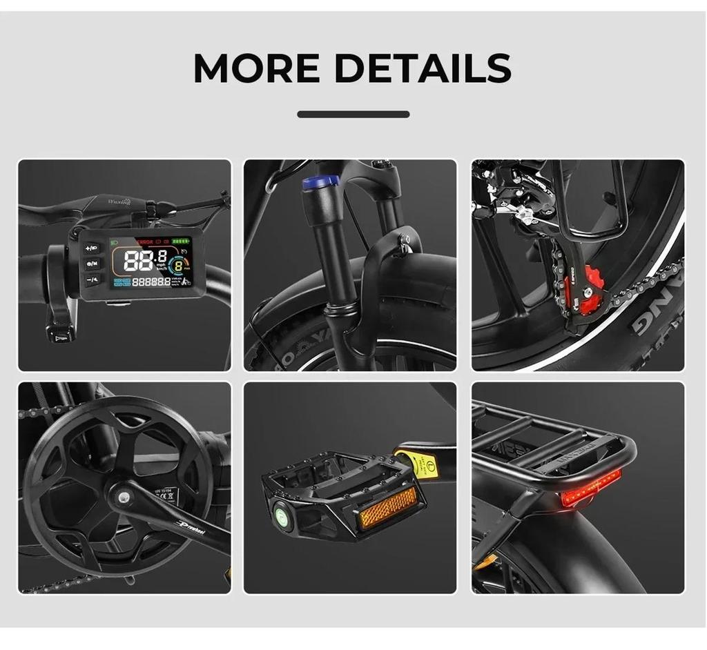 C05 Pro Fold Electric Bike 500W Motor 36V13AH City Travel Commute Electric Bicycle 20*4.0 Inch Tire USB Phone Charging E-bike
