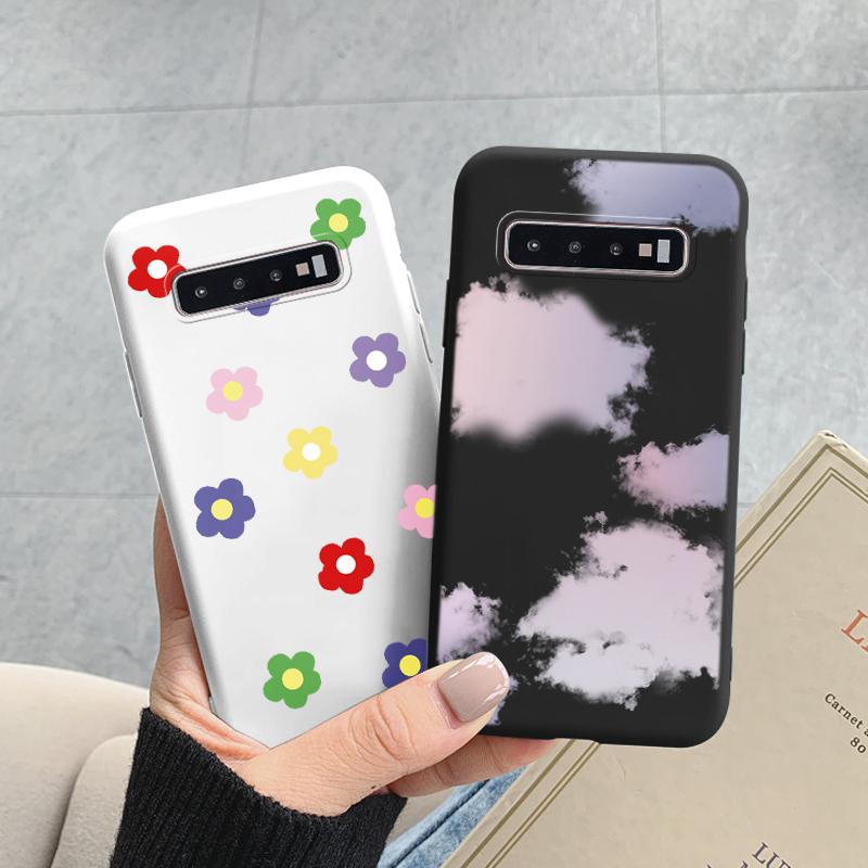 Coque Pour Samsung Galaxy S10 Plus S 10 S10E Housse Fleur Feuille Cœur Silicone Souple Fundas Pour Samsung S10 S10e Coque Mode Coquille