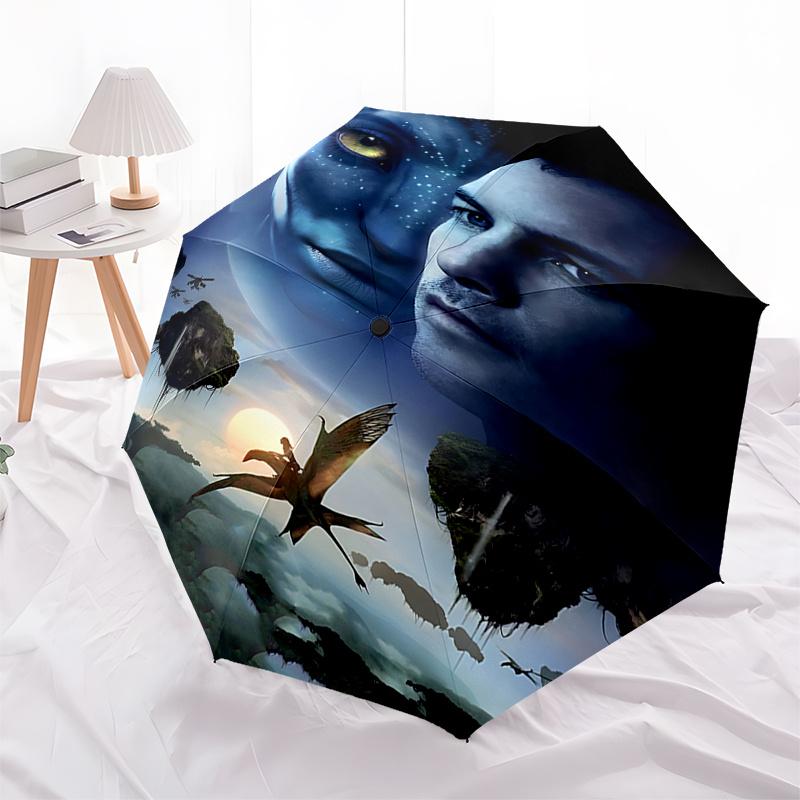

Avatar Inspired Automatic Opening/Closing Umbrella with Portable Tri Fold Design and 8 Bone Iron Frame Perfect for Fans,Travelers,Daily