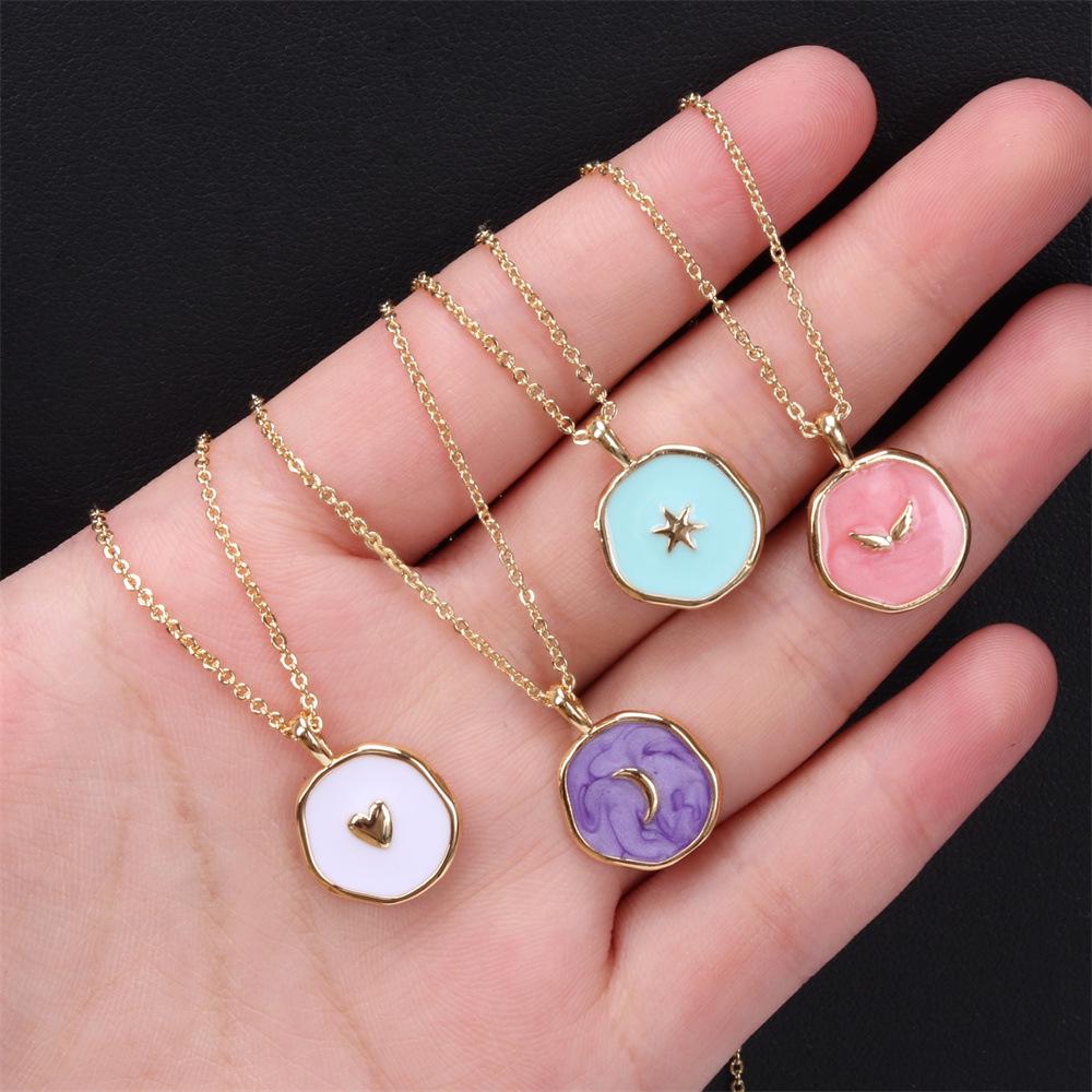 

European & American Style Gold-Plated Star, Moon & Heart Pendant Necklace for Women