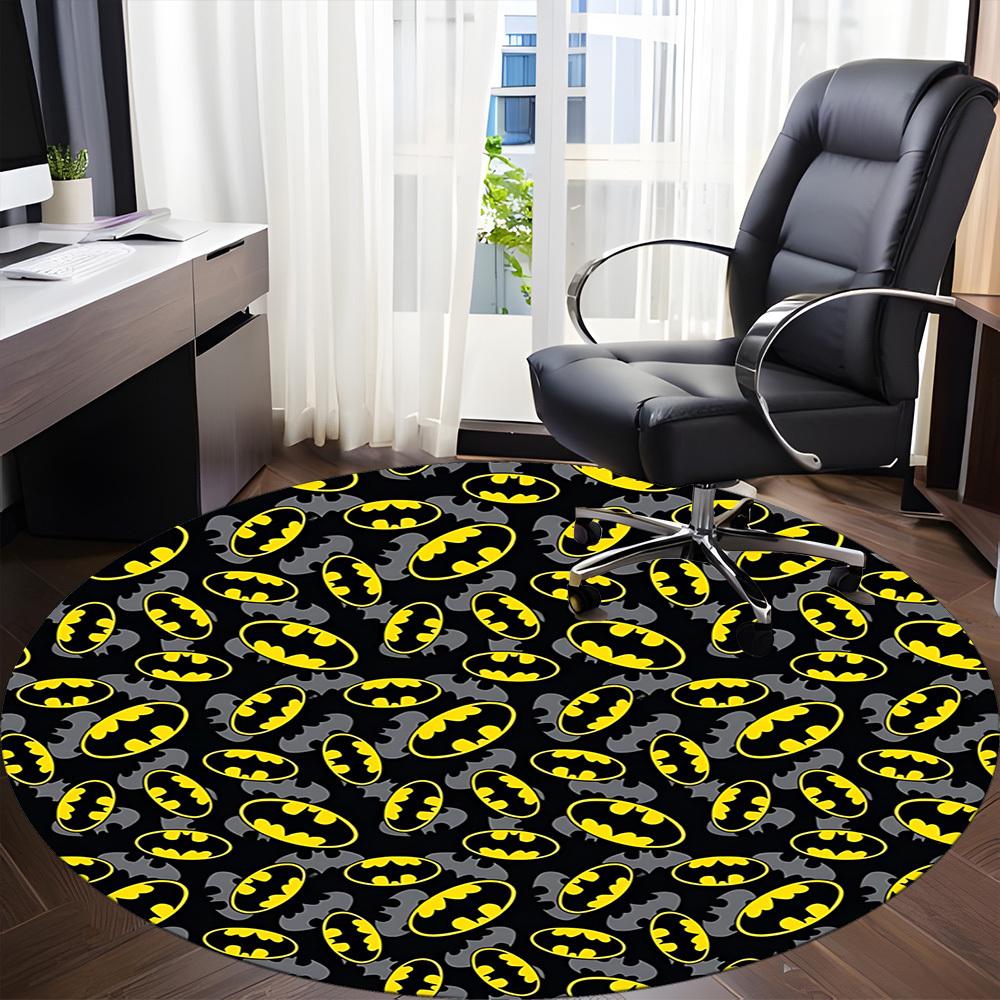 1pc Batman Signal Pattern Office Round Area Rug, Under Office Chairs Bedroom Living Room Home Decor, Room Deco, Available in Various Sizes055