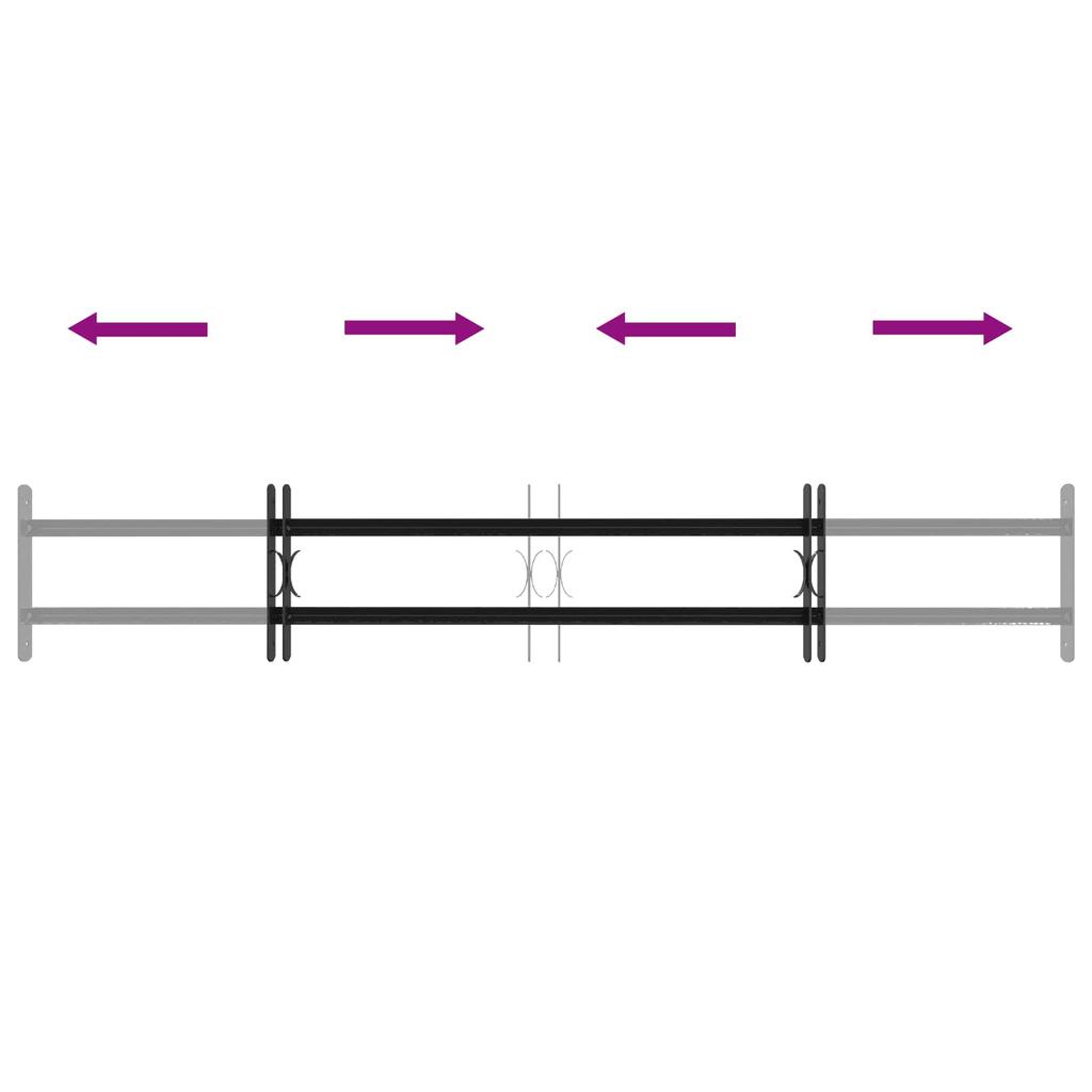 Window Security Grille with 2 Horizontal Bars 3 pcs 93 174 cm