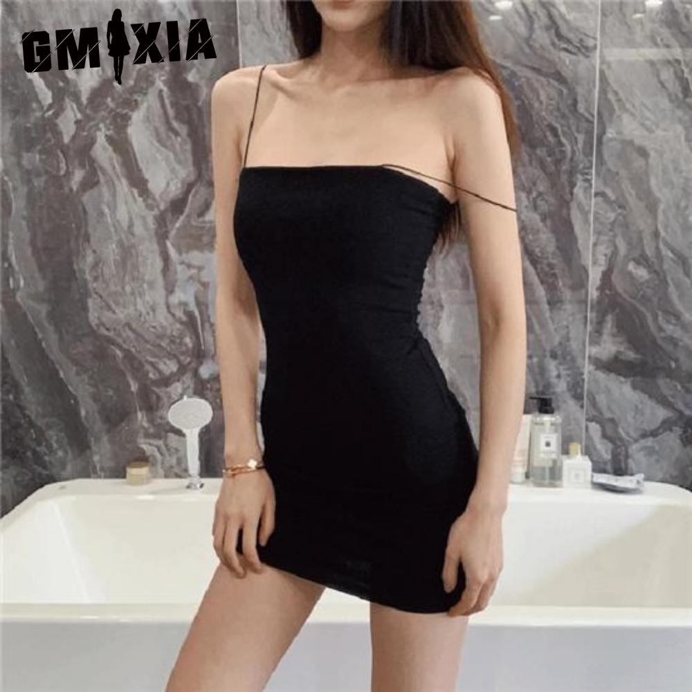 GMXIA Sexy dámské pouzdrové šaty Černé bez rukávů ohlávkové klubové oblečení Bodycon Jednobarevné mini šaty Dámské šaty Letní oblečení na šaty