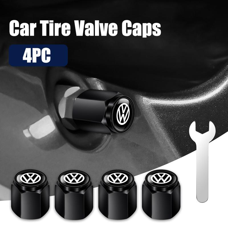 VW 4pcs Metal Car Wheel Tire Valve Caps Tyre Stems Caps Auto Accessories For !! Volkswagen GOLF MK6 Polo Tiguan VW GTI CADDY PASSAT