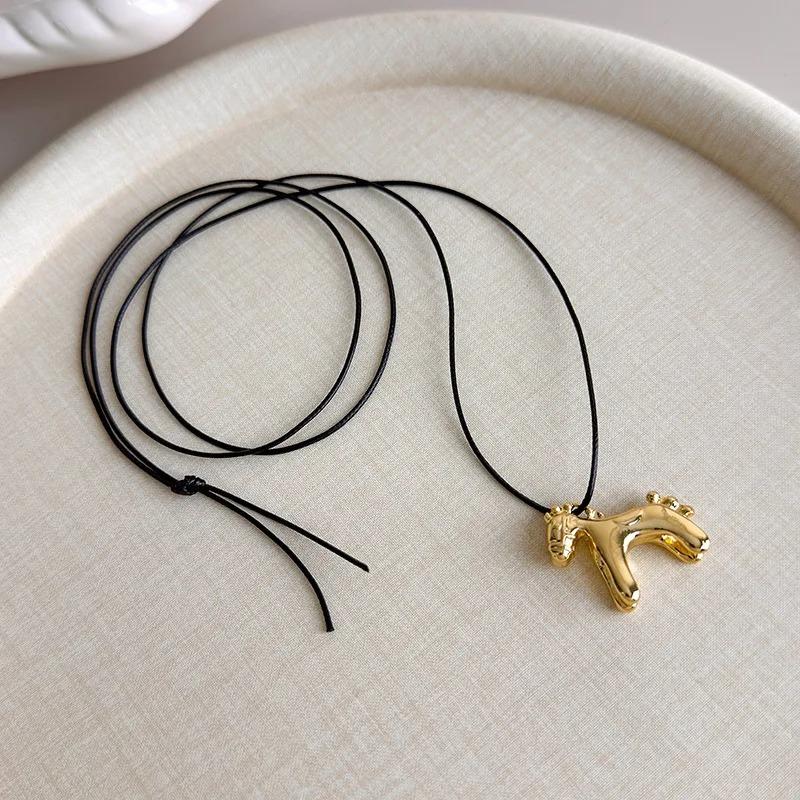 Horse Pendant Fashion Party Wedding Jewelry for Women Men Lucky Running Horse Chain Gold Plated Necklace Gift