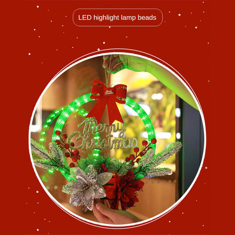 Christmas Wreath Decorations With Led Lights Christmas Led Wreath Front Door Lights Luminous Garland Home Decorative Lights byLi