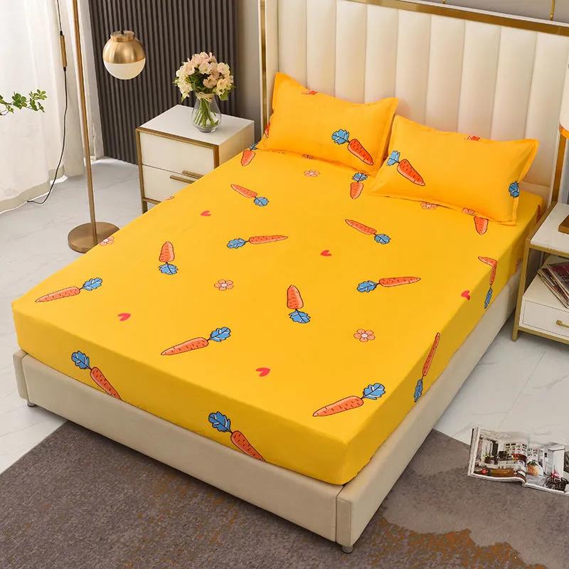 Bed Sheet Anti-slip Fixed Bed Cover Three-piece 1.8 M 2 Meter Bed Protective Cover Dust Protection Package Printing Light Luxury