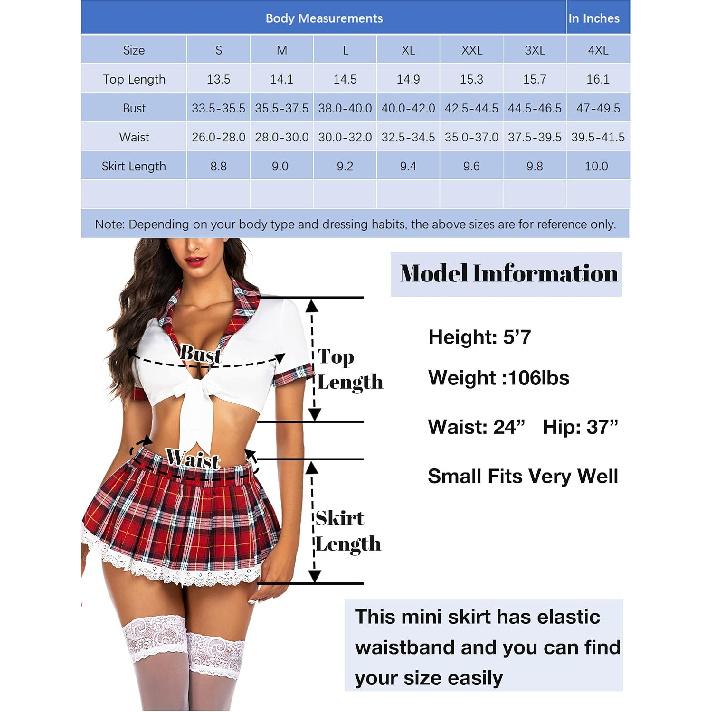ADOME Lingerie for Women Sexy Schoolgirl Costume 0utfit Lingerie Set | Student Cosplay Roleplay, School Girl Outfit with Tie Top & Mini Pleated