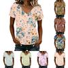 Women Casual V Neck Short Sleeve Floral Print T Shirt Lightweight Soft Fabric Summer Top Comfortable Fit