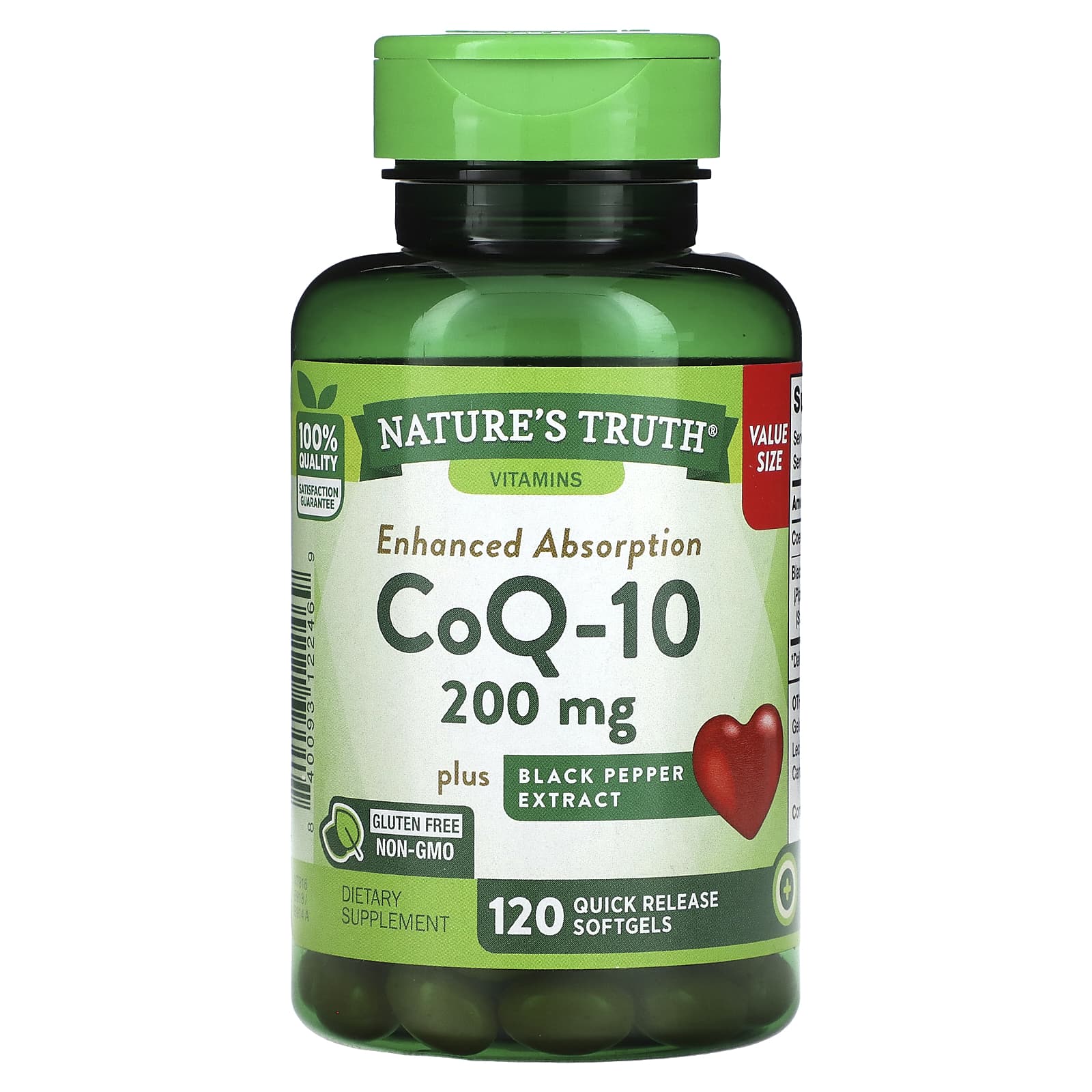 

Nature S Truth, Coq-10 Plus Black Pepper Extract, Enhanced Absorption, 200Mg, 120 Softgels