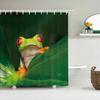 Green Frog Cute Shower Curtain Bathroom Funny Cartoon Waterproof Bath Curtain Polyester Fabric Dafield Bath Screen With 12 Hooks