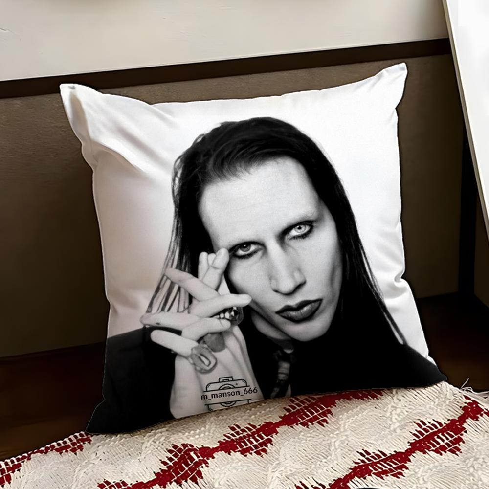 MMarilyn MManson Cushion Cover Reversible Soft Durable Pillow Cover Home  Car MultiScene Use for Daily Comfort