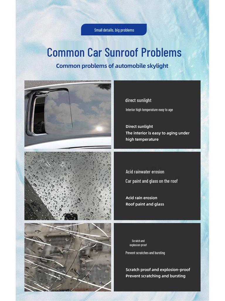 Black Crystal TPU Sunroof Ice Armor: Sun Protection & Heat Insulation Car Window Film with Explosion-proof Sunshade.