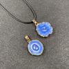 Seven-Color Crystal Sunflower Pendant Necklace with Gold Edging