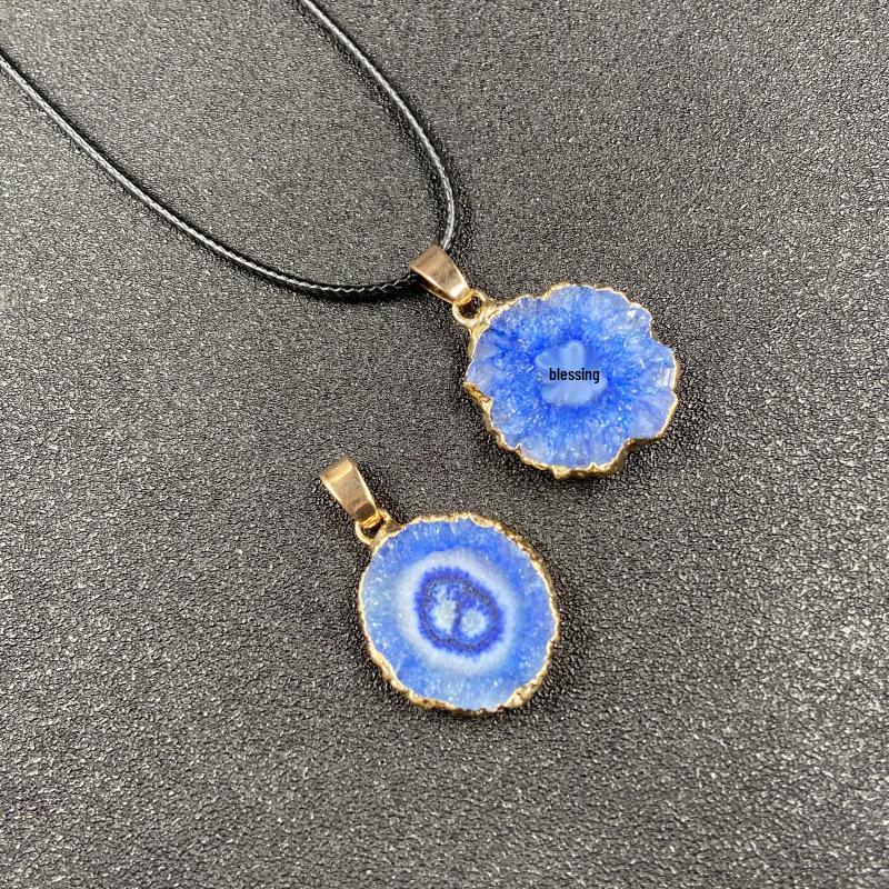 Seven-Color Crystal Sunflower Pendant Necklace with Gold Edging