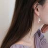 Long Flower Cat Earrings Temperament Sweet Strawberry Crystal Earrings Asymmetrical Tassel Cherry Blossom Kitten Earrings
