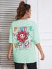 Positive Vitality Sunflower Printed Female Tshirt Harajuku T-Shirts Breathable Short Sleeve Hip Hop Fashion Street Tops Women