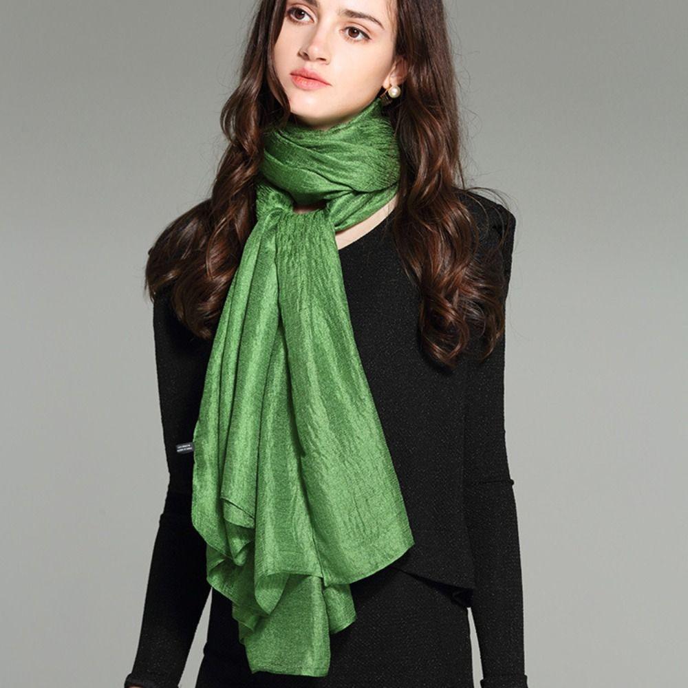 Pure Color Women Plain Scarf Linen Plus Size Hijab New Female Sunscreen Shawl