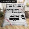 3D Print Baseball Duvet Cover Set Sports Theme Bedding Set King Baseball Gaming Geometry Stripe Quilt Cover for Boy Girl