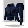 Boston Print Men's Two Piece Set, Casual Long Sleeved Hooded Sweatshirt and Sweatpants Set, Suitable for Winter and Autumn Wear, Sportswear Set