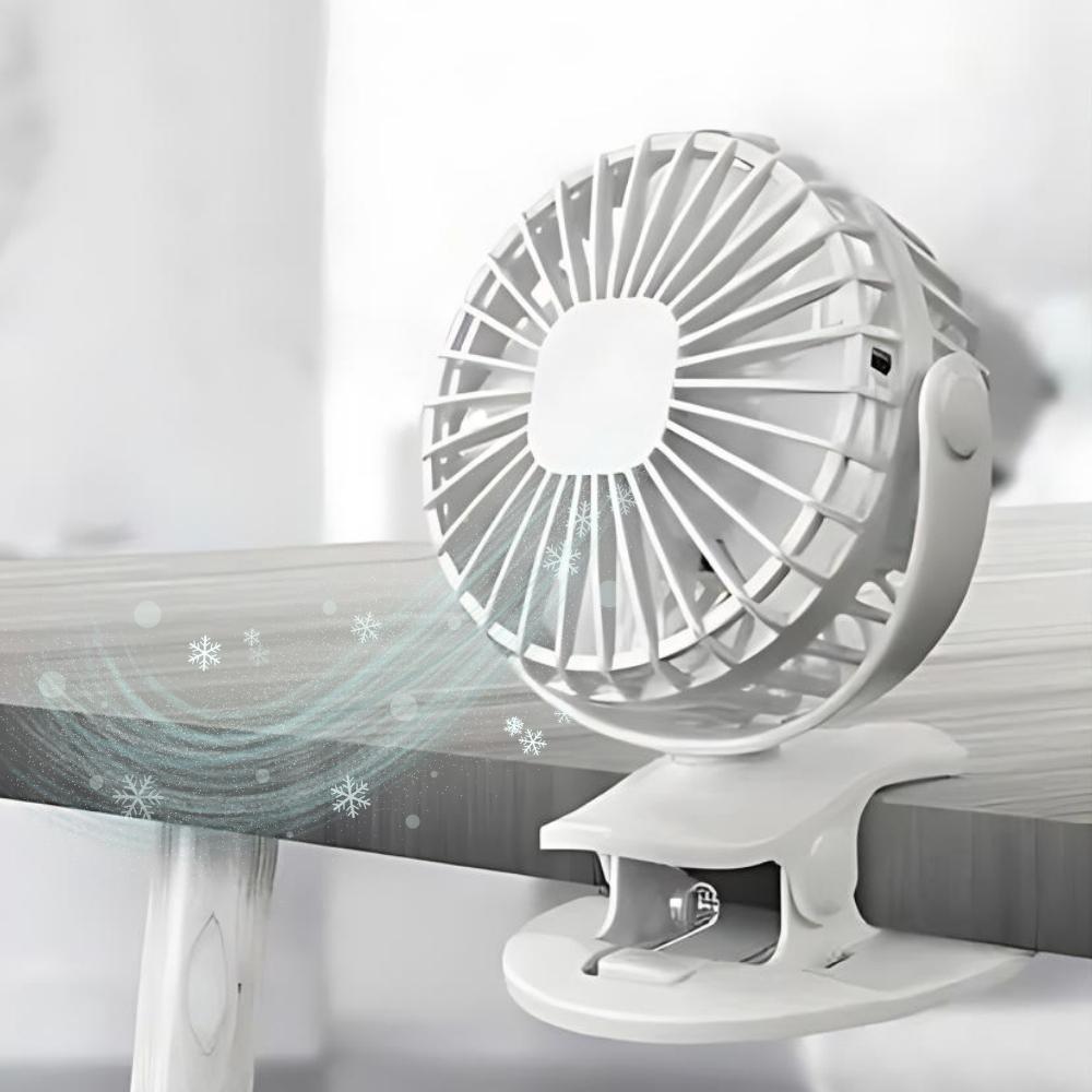 LED fan clip standing desk white illuminated usb fan