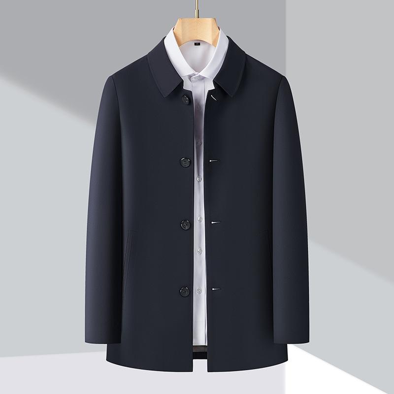 Male Versatile Spring and Autumn New Middle-aged Dad Business Casual Jacket Medium and Long