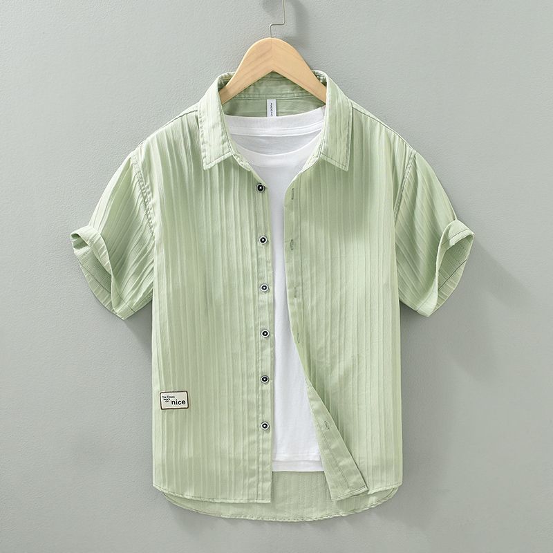 Solid Men'S Shirt Simple Shirt Man Summer Fashion Short Sleeved Casual Shirt for Men Beach Party Men Clothing