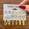 Retro Heart & Geometric Pearl 11-Piece Women's Earring Set