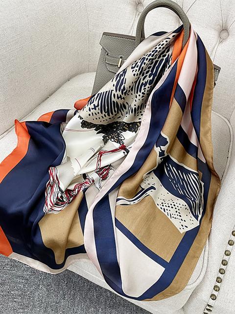 90cm *90cm Design Scarf Lady Shawl Printed Silk Felt Headscarf Scarf Lady Headscarf Square Scarf Lady Wrap Scarf 2021