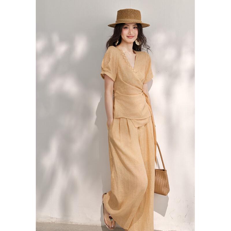 Mixiu Women's Tencel Ramie Two-Piece Set