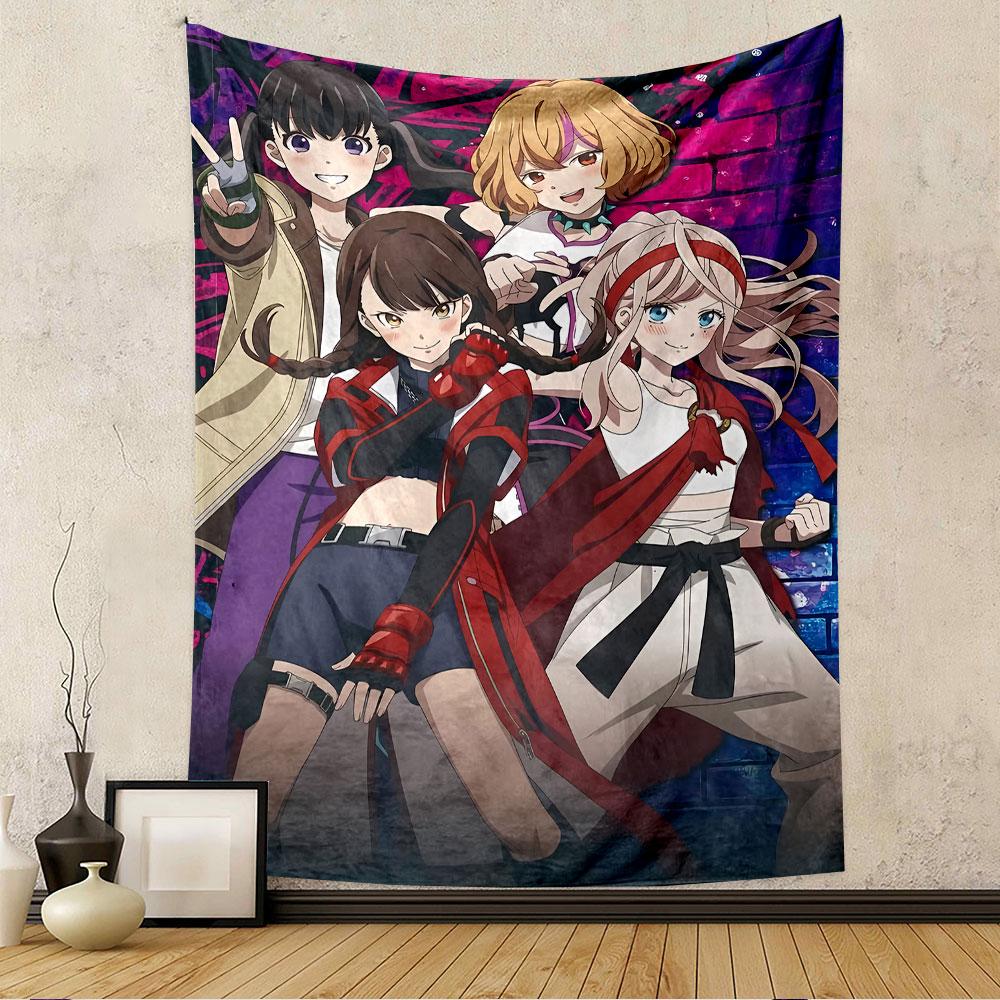 Anime Girls Four Tapestry Wall Hanging, Kawaii Manga Illustration, Wall Decor for Bedroom Living Room Dorm