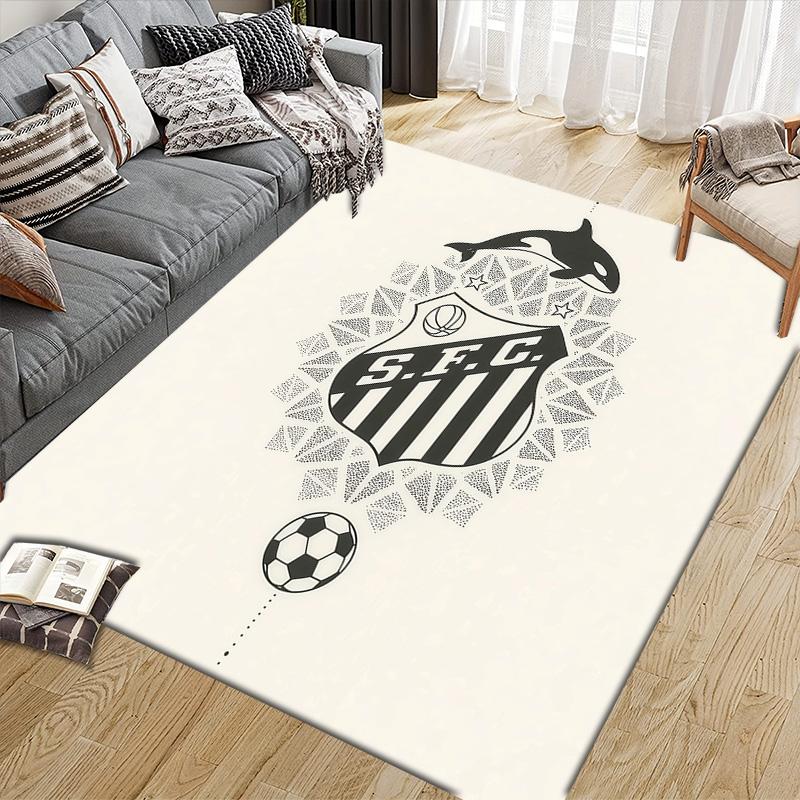 Santos FC Flannel Pattern Square Carpet,Area Rug,Carpet Rug for Living Room Bedroom Sofa Playroom Decor,Non-slip Floor Mat