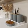 5pcsSimple Plastic Wash Bathroom Set with Bamboo Lid Toothbrush Holder Cup Soap Tray Soap Dispenser Kit Set Household Items Gift