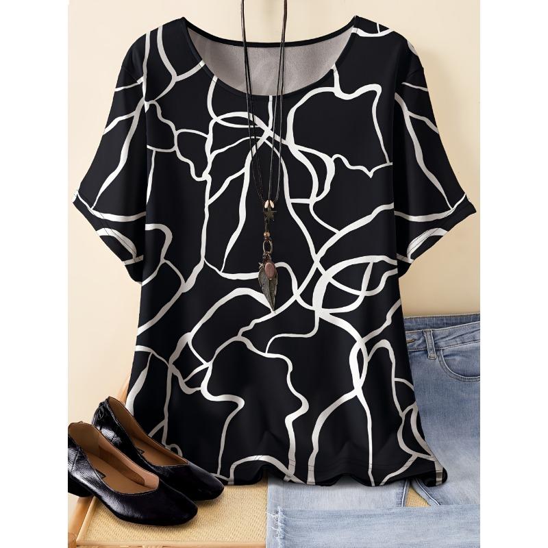 Vintage Women's Casual Loose T-Shirts Printed T-Shirt Fashion Tops Short Sleeves Tees O-Neck Oversized T-Shirt Female Clothing