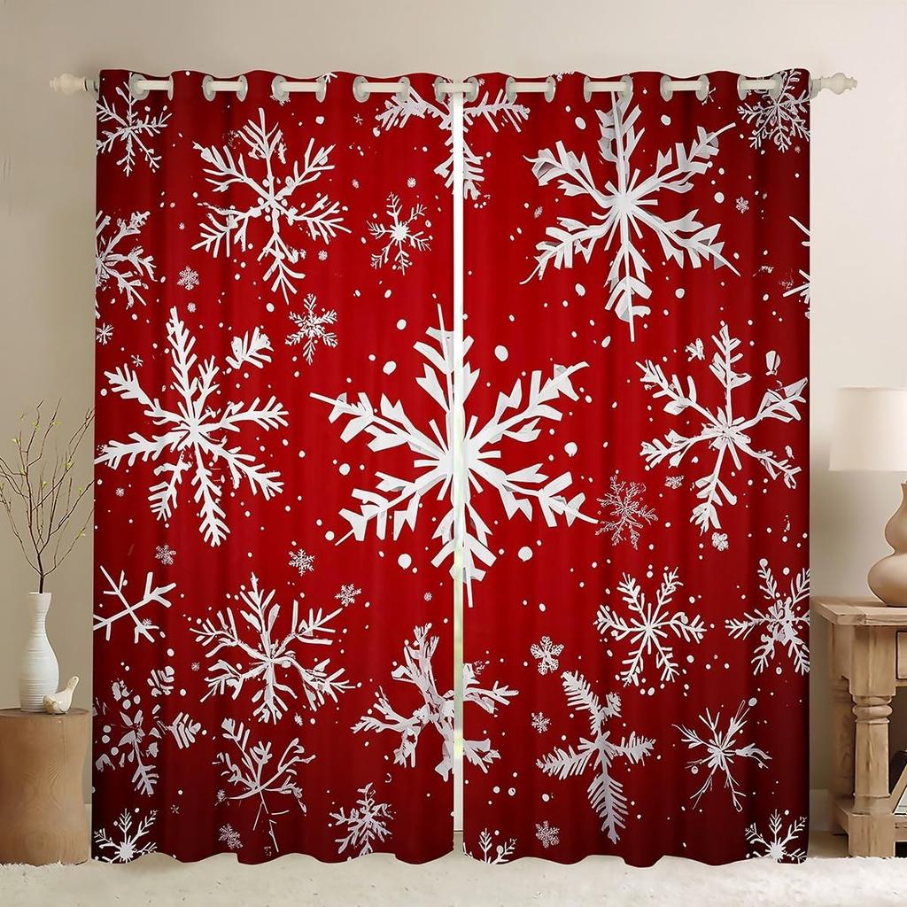 Snöflinga Gardiner Draperier God Jul Dekor Barn Pojkar Flickor Nyårspresent Glitter Galaxgardin Mörkläggande Tillverkad Av Polyester