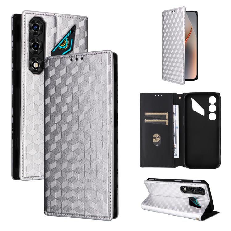 Cubic Grid Texture Flip Leather Phone Case