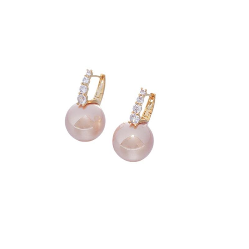 2024 Hot Pink Pearl Stud Earrings - Women's Niche High-End French Design