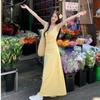 French Floral Bow Lace-up Dress Women's New Summer Temperament Slim and Thin Chic Long Skirt