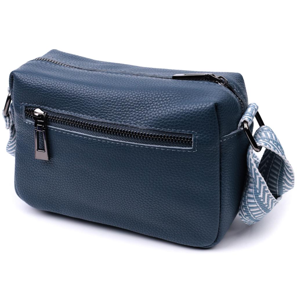 Trendy Bag with One Compartment for Stylish Women Made of Genuine Leather Vintage 22605 Blue