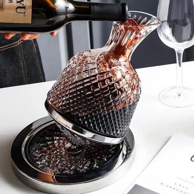 Decantador de vino de cristal de alta calidad con rotación de 360 grados, 1500 ml, dispensador de vino, aireador, jarra con espejo, regalo, decoración de bar