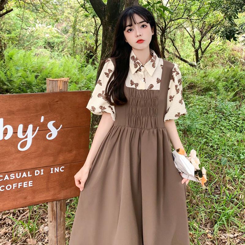 Summer Forest Style Dress Pregnant Women's Dress Women's Loose Fit Dress Cute and Gentle Knee Length Long Skirt
