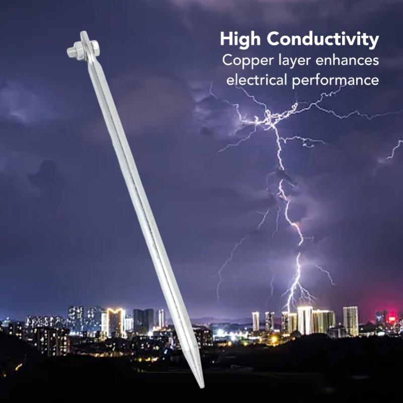 2 Pcs Portable Ground Rod Copper Plated Iron Threaded Connection Grounding Pin For Electric Fences Antennas Satellite Dishes