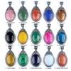 ET of gemtone crystal agate semi-precious stone alloy inlaid gemstone pendant, jewelry