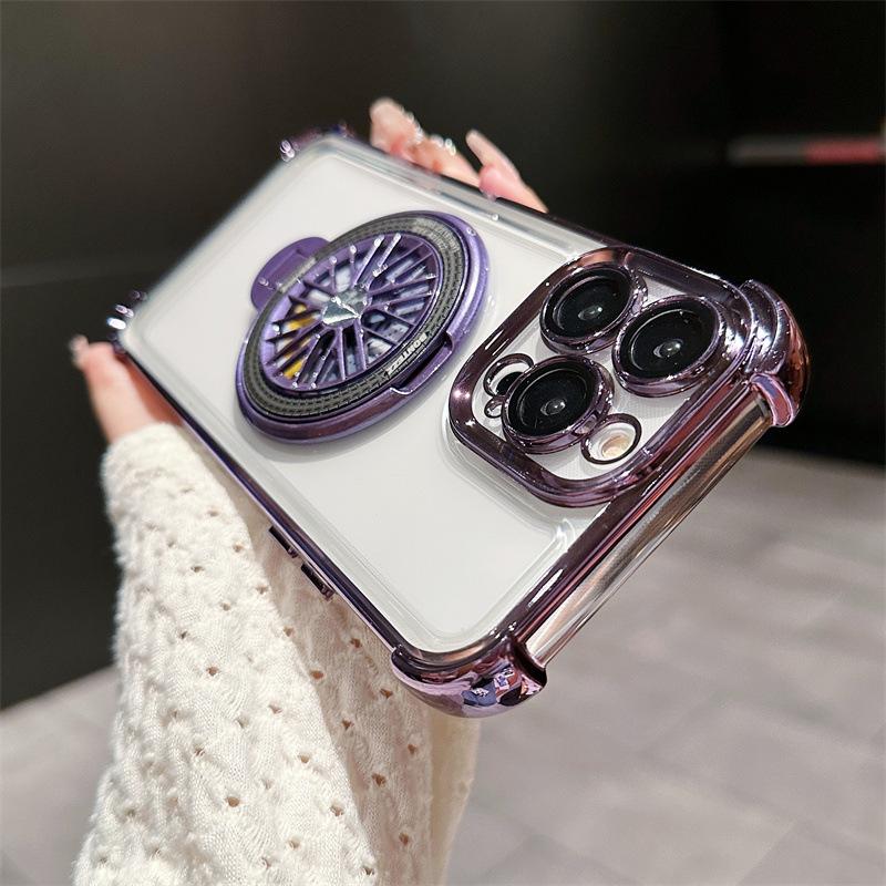 

Four-corner Anti-drop Electroplated Rotating Gyroscope Stand 11, Suitable for IPhone15 Phone Case 14, ProMAX Protective Case 13 iPhone 15PROMAX