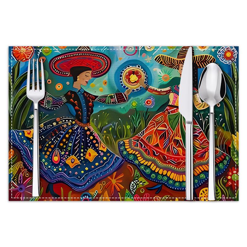 

2025 Льняные Радужные Мексиканские Подставки под Тарелки - Праздничная Вечеринка Теплоизоляция Декор Стола 30*45cm (Linen)