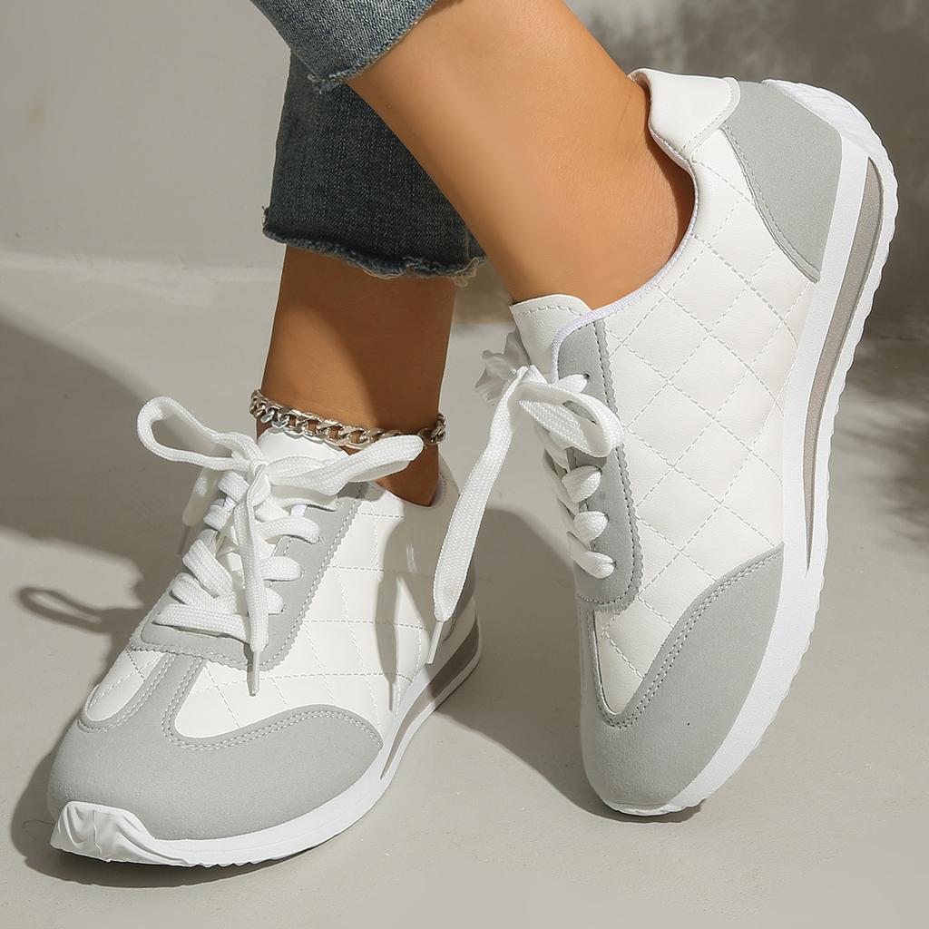 Fashion Women Causal Sneakers Trendy Lightweight Casual Sports Women Fashion Shoes Grid Patterned Versatile Comfortable Rubber Sole