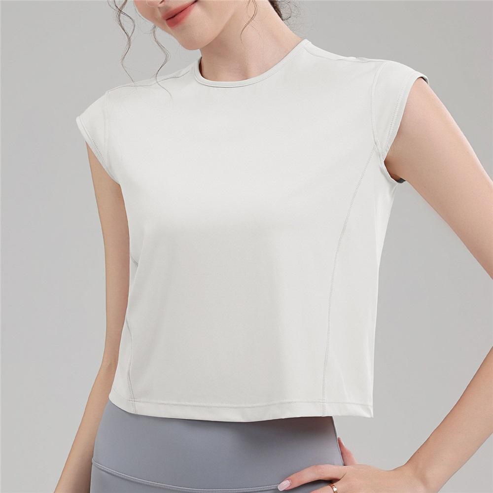 New Yoga Short Sleeved Women's Hollow Back Sports T-shirt With Drawstring, Wrinkle, Breathable Outdoor Sports Running And Fitness Clothing