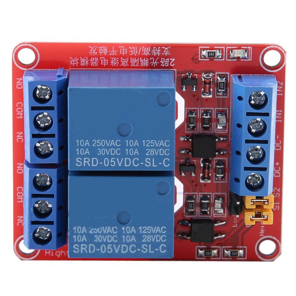 Módulo Relé de 2 Canais 5V/12V/24V Gatilho de Nível Alto e Baixo Gatilho de Nível Alto e Baixo Gatilho de Nível Alto